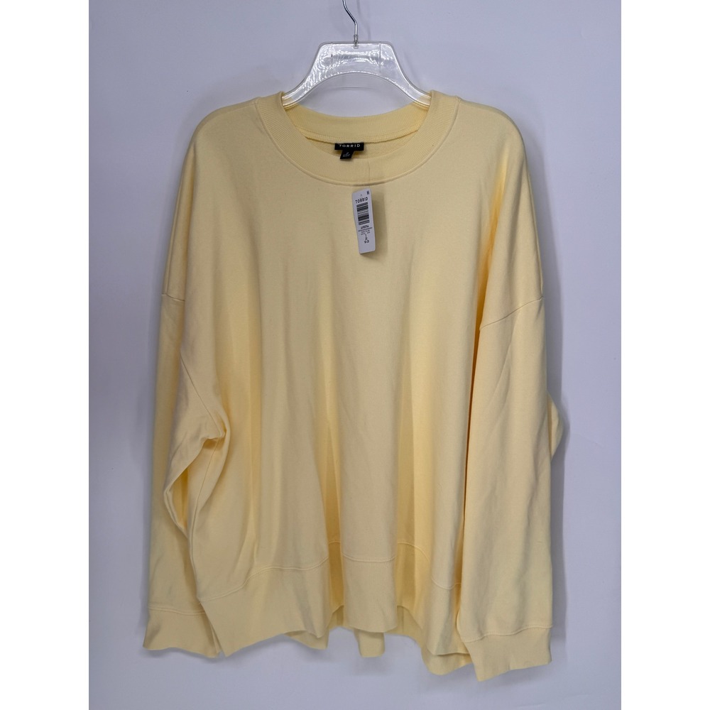 Torrid Sweatshirt Women 2X Yellow NWT French Terry Drop Shoulder Modern Pullover